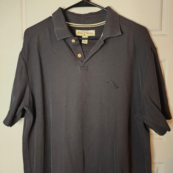 Tommy Bahama Polo Shirt Mens Large Black Fish Logo Classic Preppy - Picture 2 of 8
